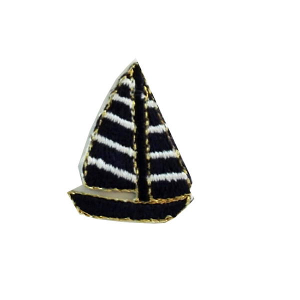 Shield Iron-on Embroidery Sticker - Blue Sailboat